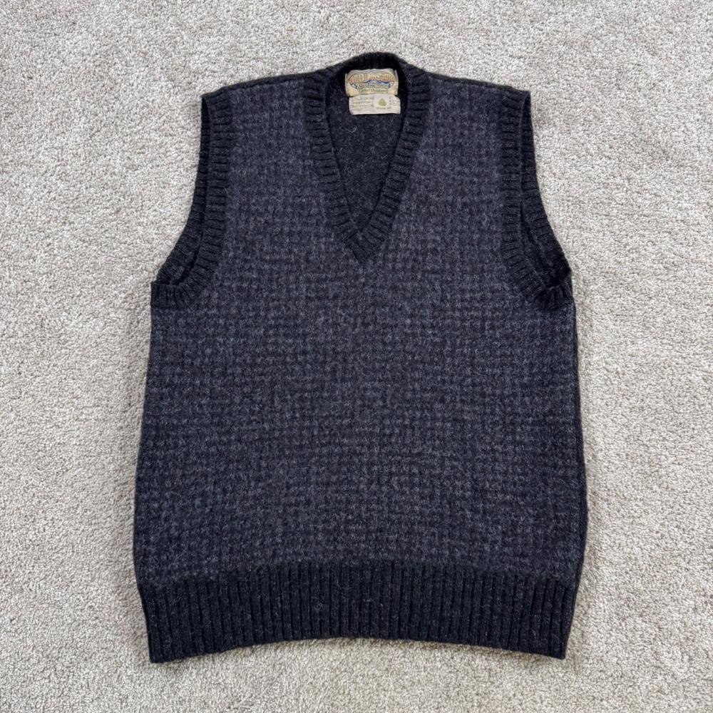 Britches Great Outdoors Mens Large Shetland Wool V-Neck Sweater Vest Charcoal